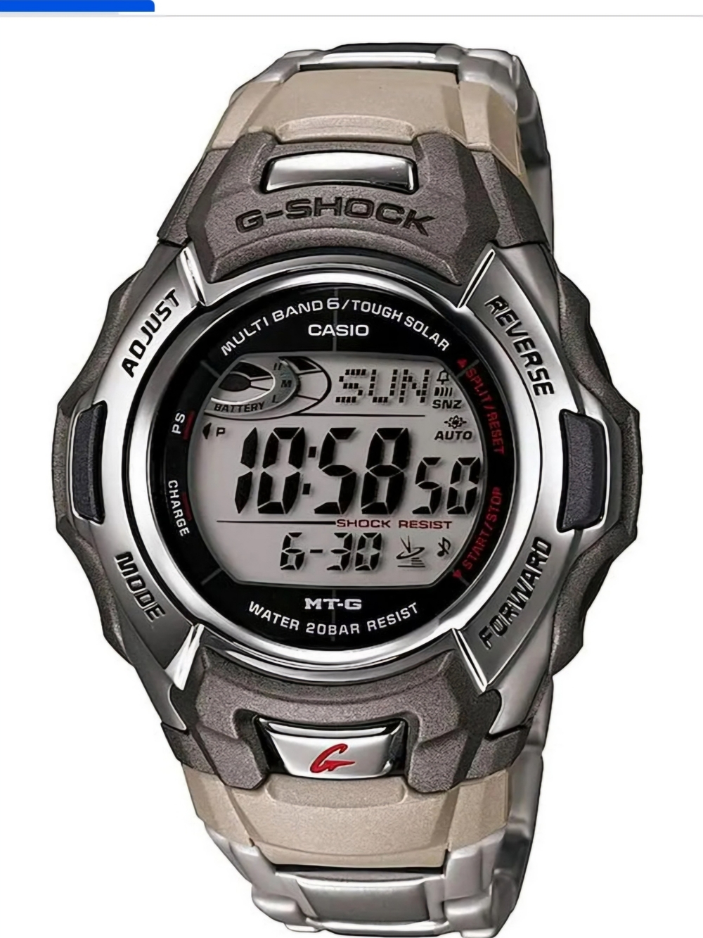 Casio G-Shock MT-G Digital Watch in Metallic Silver